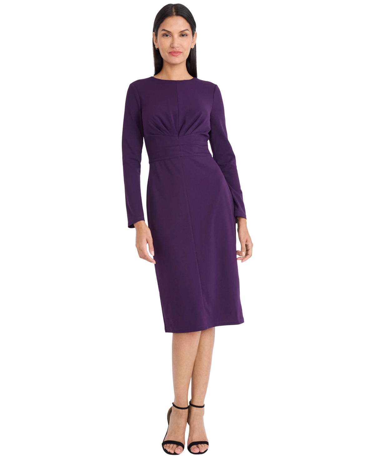 Maggy London Women’s Scuba-Crepe Gathered Midi Dress – Luxe Plum Maggy London Women’s Scuba-Crepe Gathered Midi Dress – Luxe Plum