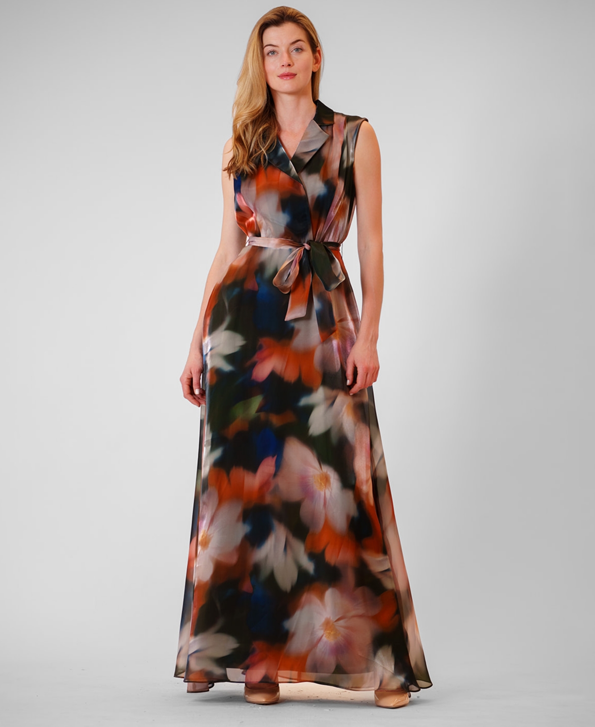 julia jordan Women’s Sleeveless Collared Maxi Dress – Brown Multi julia jordan Women’s Sleeveless Collared Maxi Dress – Brown Multi