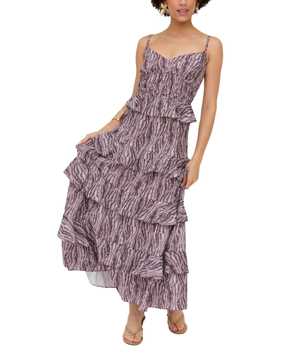Raffya Women’s Tangiers Tiered Line Print Maxi Dress – Ercu Raffya Women’s Tangiers Tiered Line Print Maxi Dress – Ercu