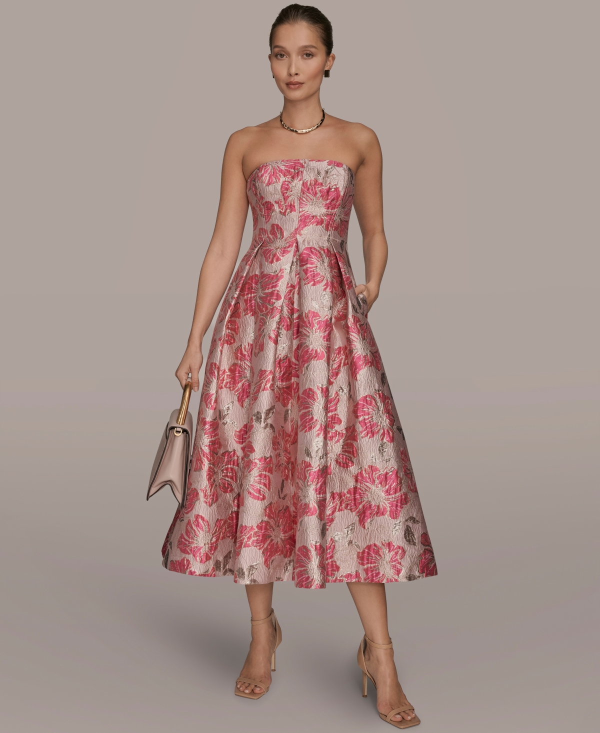 Donna Karan New York Women’s Jacquard Strapless A-Line Dress – Fuschia Multi Donna Karan New York Women’s Jacquard Strapless A-Line Dress – Fuschia Multi