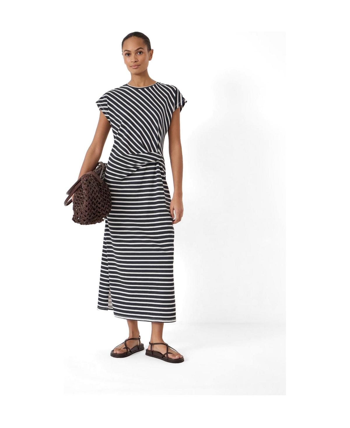 Hush Women’s Athena Twist Detail Jersey Dress – Stripe navy Hush Women’s Athena Twist Detail Jersey Dress – Stripe navy