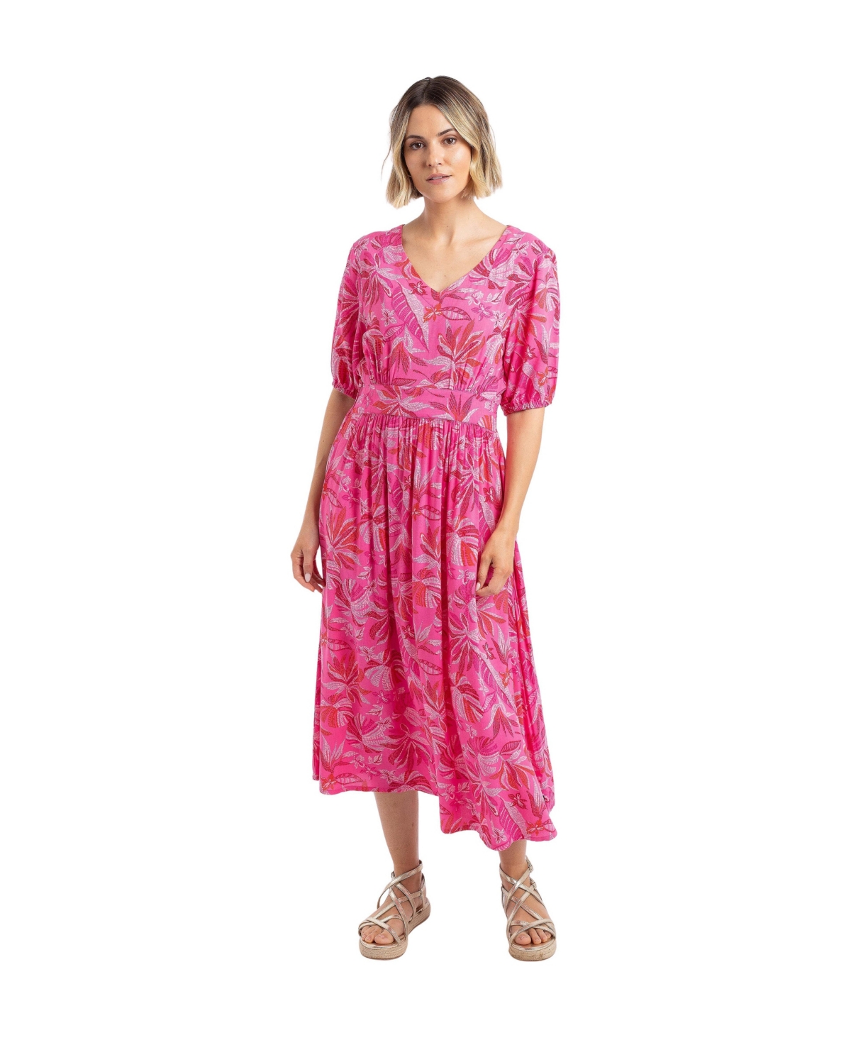 Weird Fish Womens Dilsha Printed Midi Dress – Hot pink Weird Fish Womens Dilsha Printed Midi Dress – Hot pink