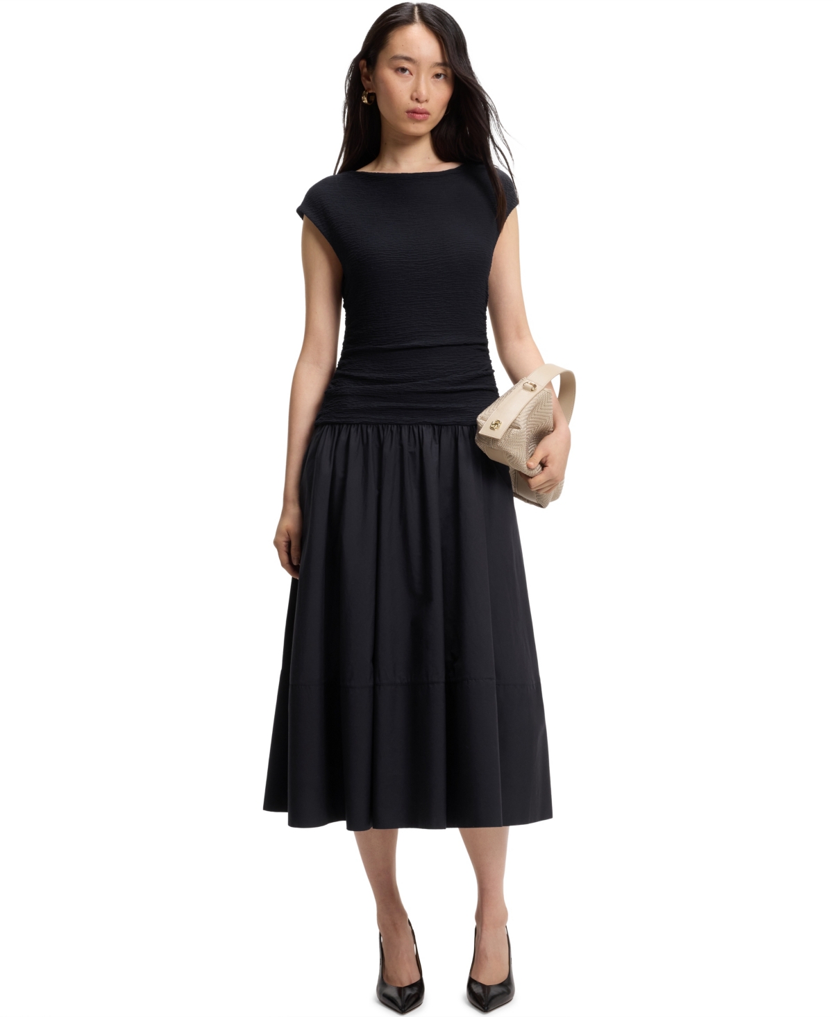 Boss by Hugo Boss Women’s Structured-Jersey Slim-Fit Dress – Dark Blue