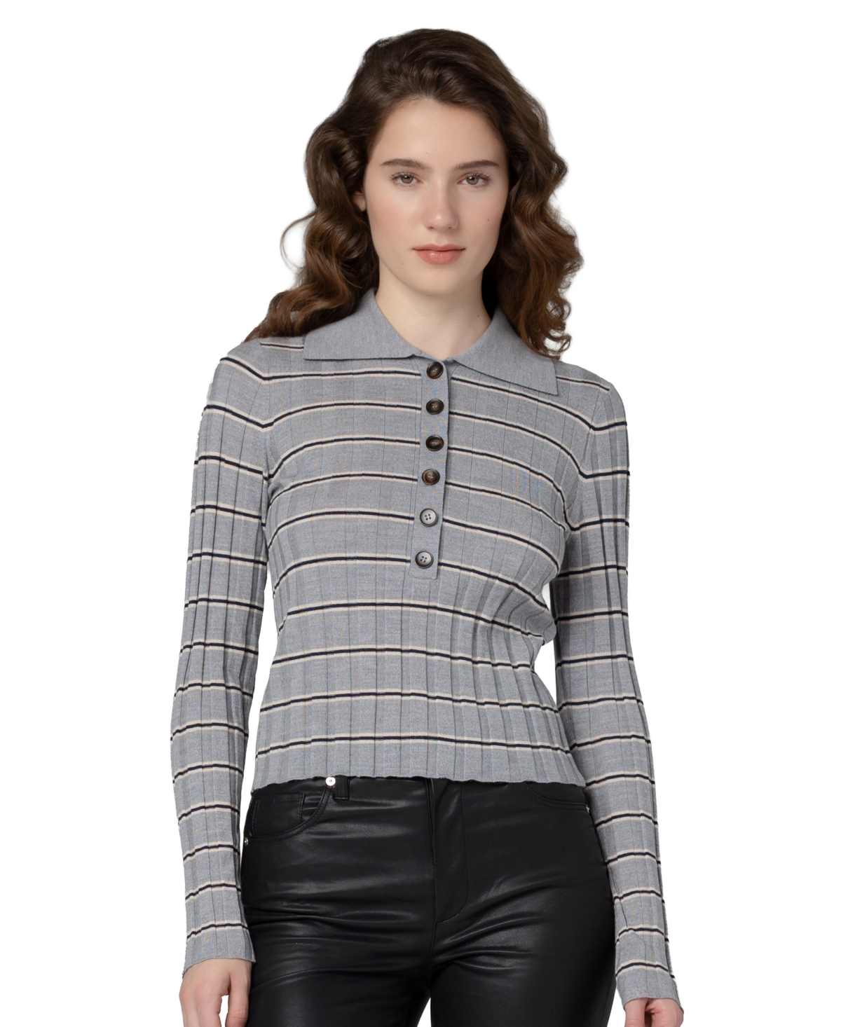 Blank Nyc Women’s Second Date Knit Stripe Polo Top – Second Date Blank Nyc Women’s Second Date Knit Stripe Polo Top – Second Date