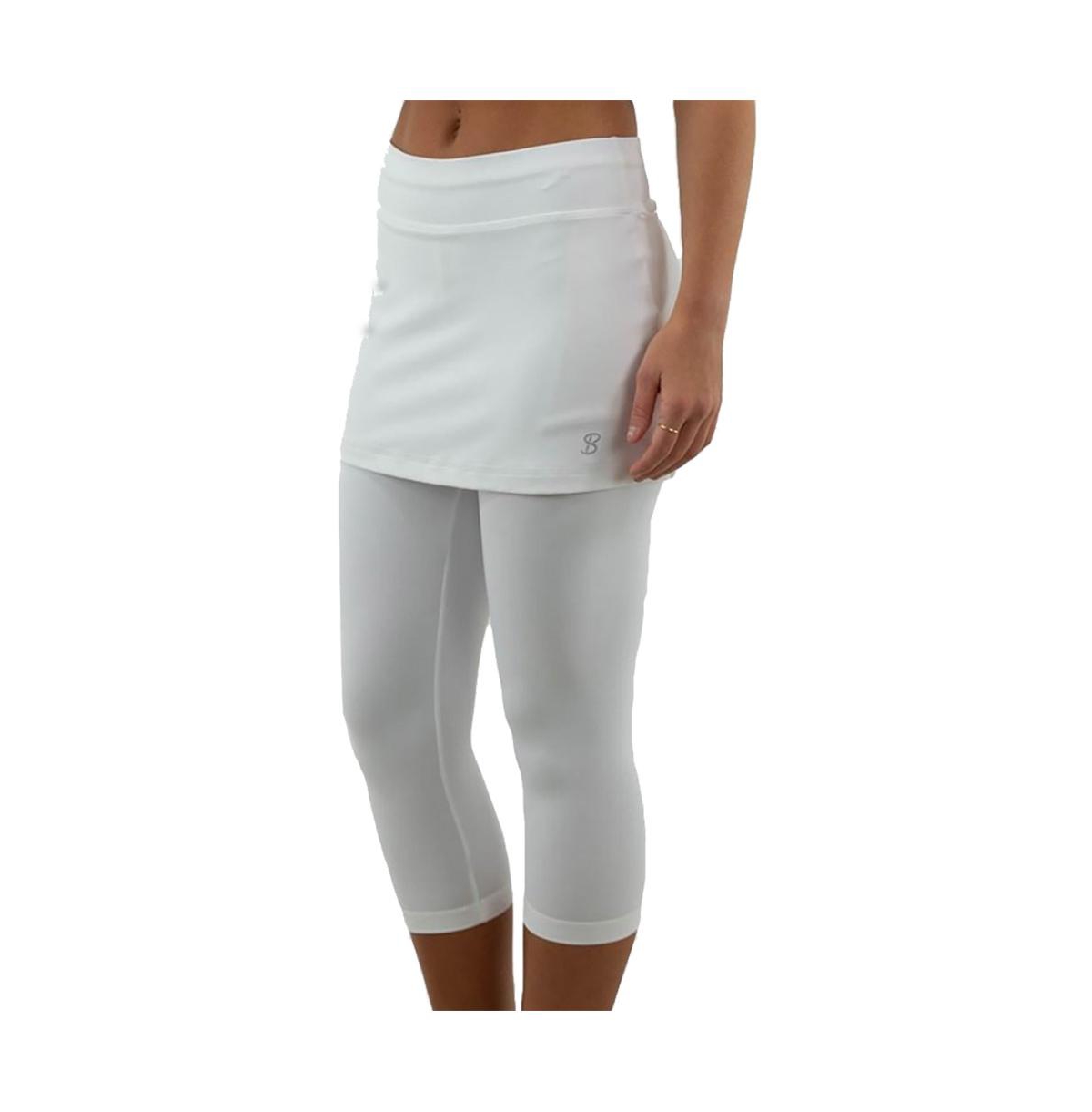 Sofibella Women’s Uv Staples Abaza 13in Tennis Skirt with Capri Leggings – White