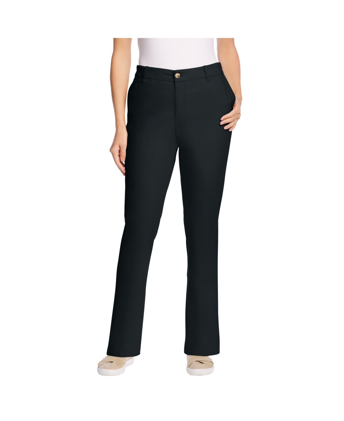 Woman Within Women’s Within Tall Adjustable Waist Straight-Leg Chino – Black