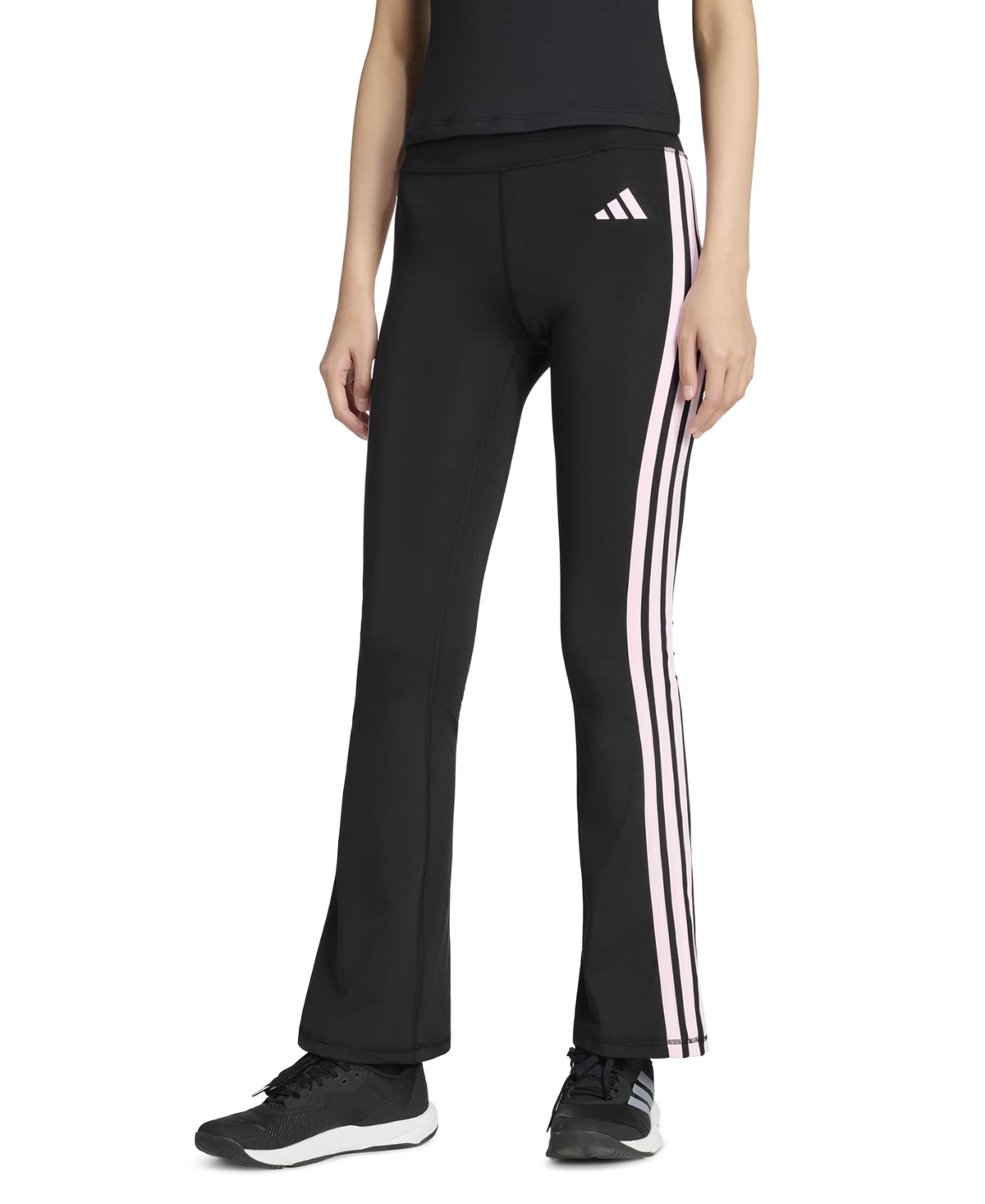 Optime Essentials 3 Stripes Flared Leggings – Black/Pink Optime Essentials 3 Stripes Flared Leggings – Black/Pink