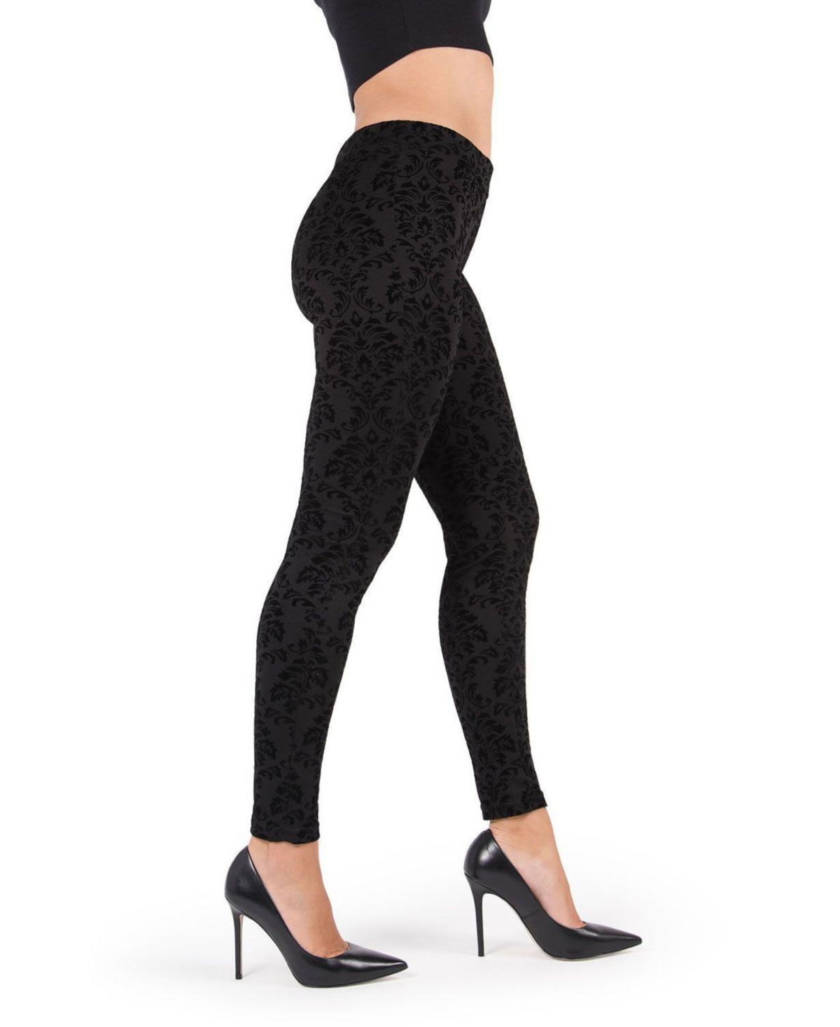 MeMoi Women’s Velvet Glory Damask Leggings – Black MeMoi Women’s Velvet Glory Damask Leggings – Black