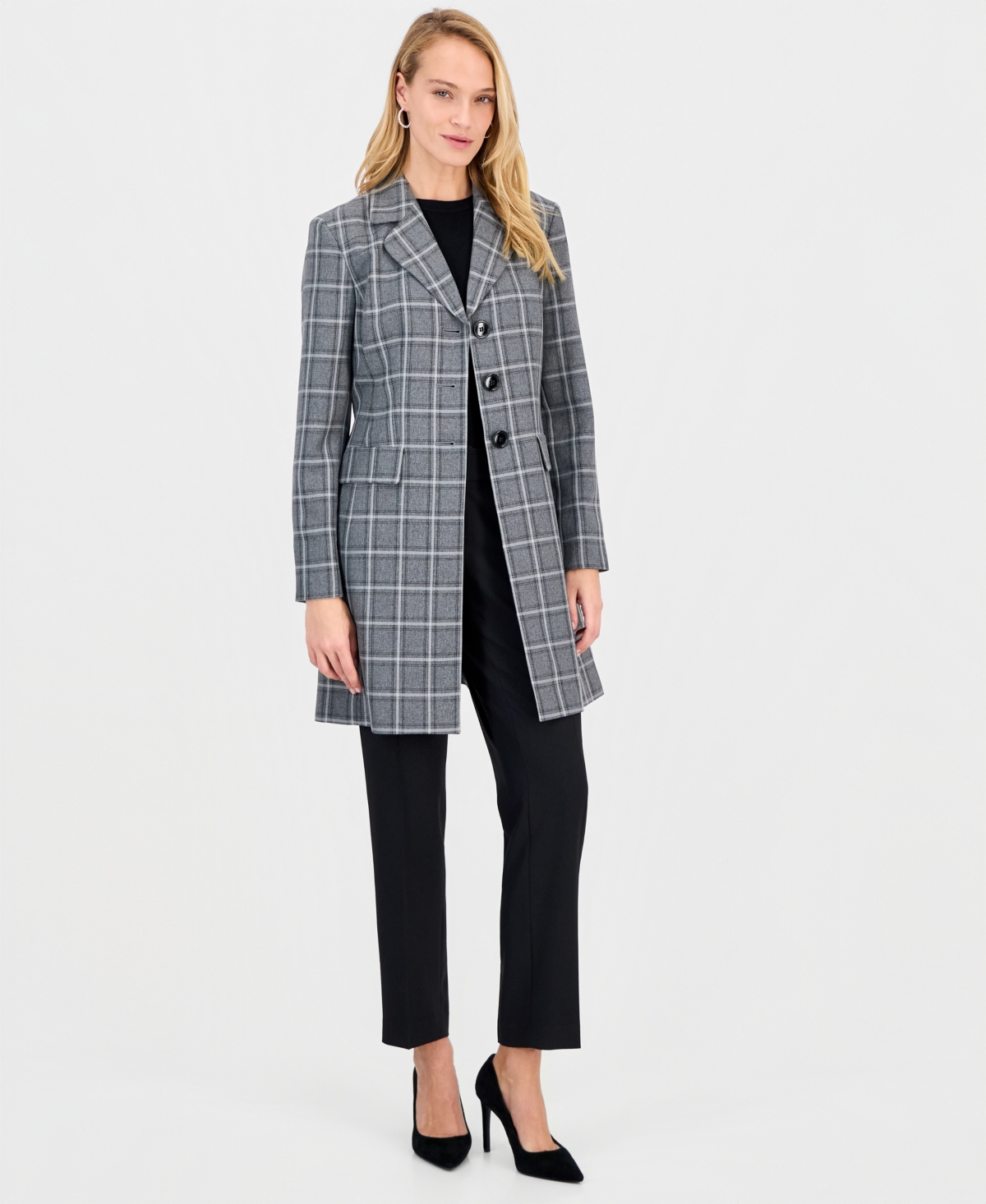 Le Suit Women’s Belted Mid-Rise 2 Piece Pantsuit – Grey Multi