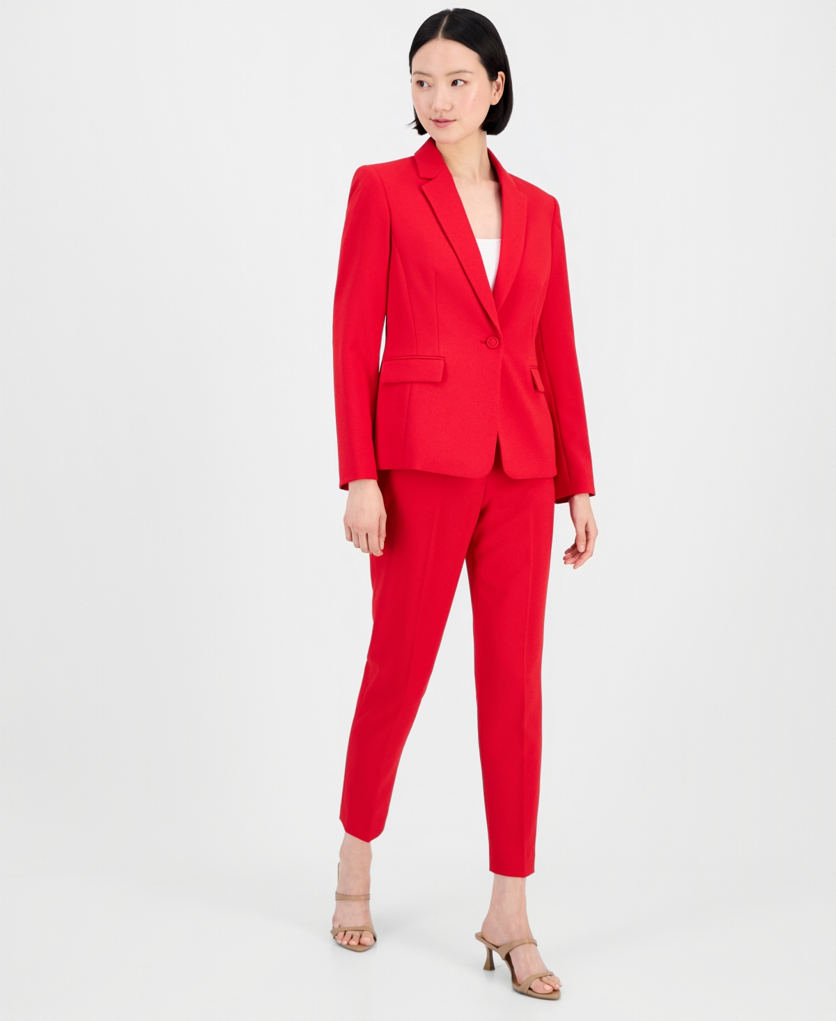 Tahari Asl Women’s One-Button Pantsuit Set – Red Tahari Asl Women’s One-Button Pantsuit Set – Red