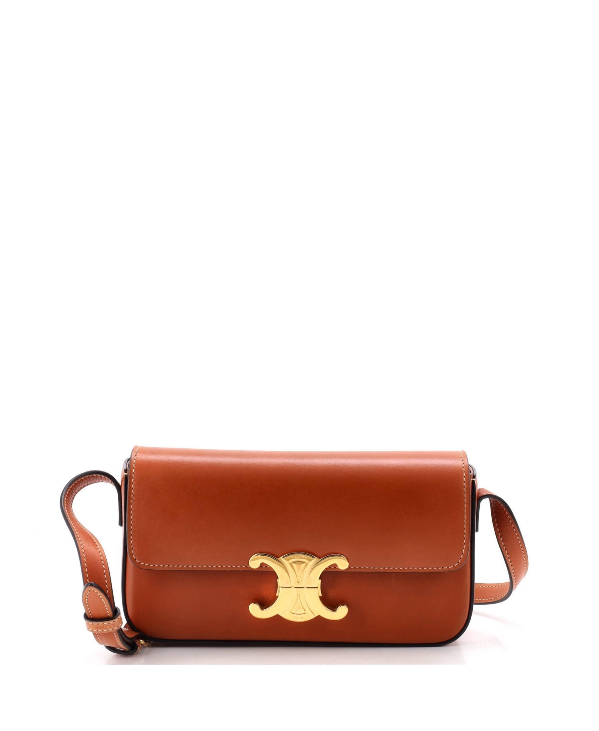 Pre-Owned Celine Triomphe East-West Shoulder Bag Smooth Calfskin – Brown