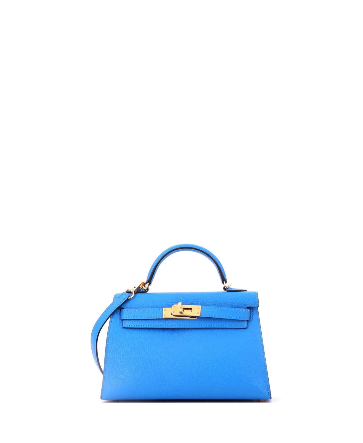 Pre-Owned Hermes Kelly 20 Handbag Blue Chevre Mysore with Gold Hardware – Blue Pre-Owned Hermes Kelly 20 Handbag Blue Chevre Mysore with Gold Hardware – Blue