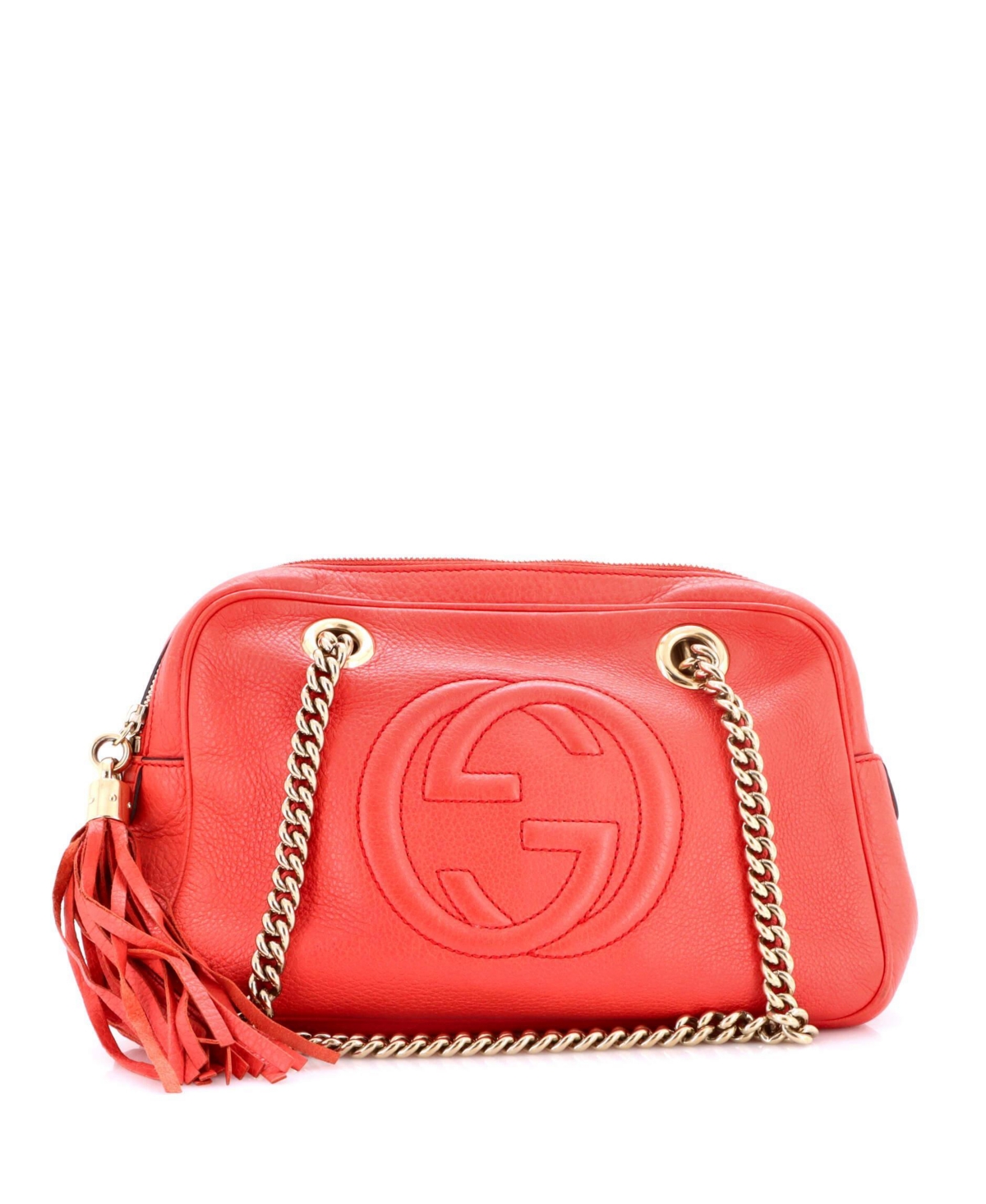 Pre-Owned Gucci Small Soho Chain Zip Shoulder Bag Leather – Red