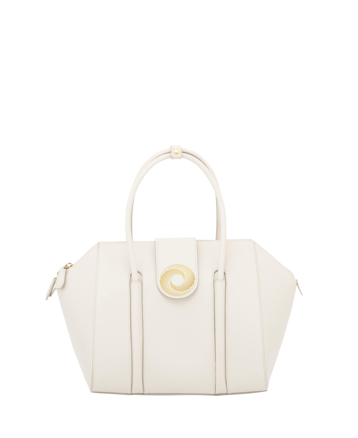 Aranyani La Donna Italian Leather Shoulder Bag with Gold Monogram – Sand