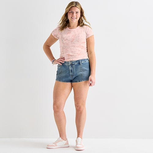 Arizona Womens 2 1/2″ Low Rise Juniors Micro Denim Short, 16, Blue Arizona Womens 2 1/2″ Low Rise Juniors Micro Denim Short, 16, Blue