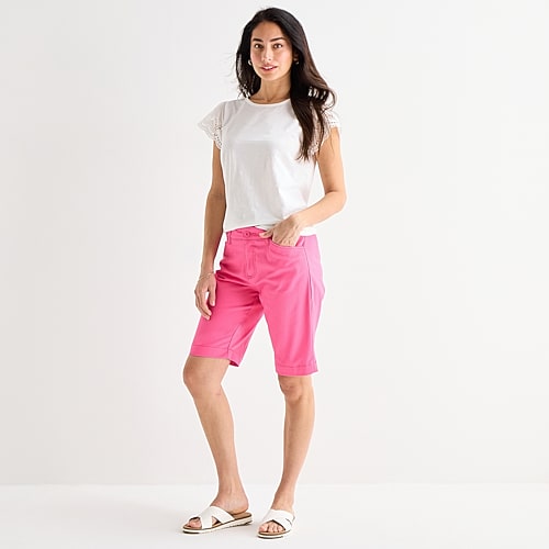 St. John’s Bay Womens 11″ Tall Bermuda Short, 20 Tall, Pink