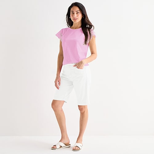 St. John’s Bay Womens 11″ Tall Bermuda Short, 20 Tall, White