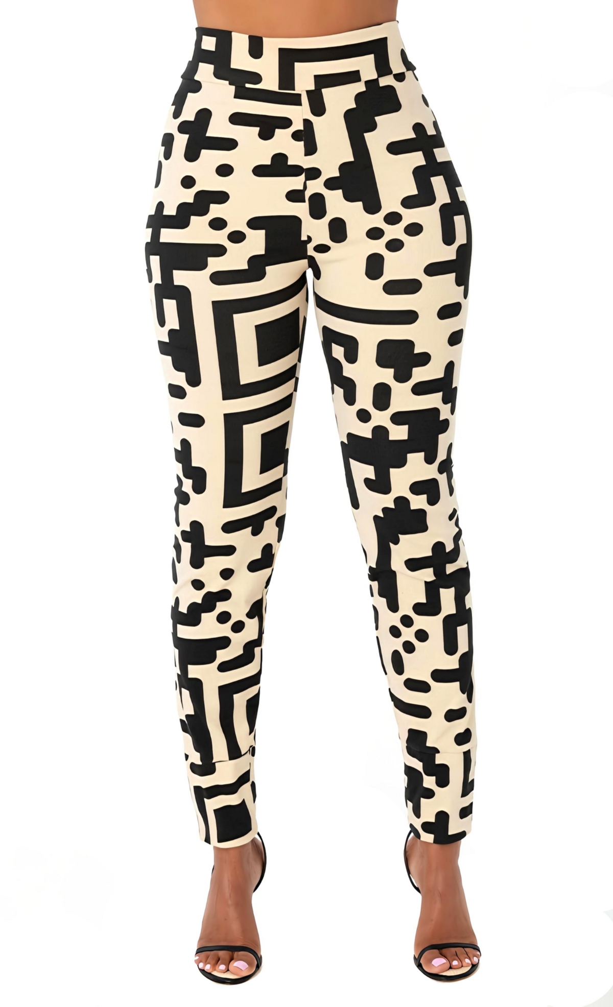 Dai Moda Women’s Qr Print Legwarmer Legging – Beige