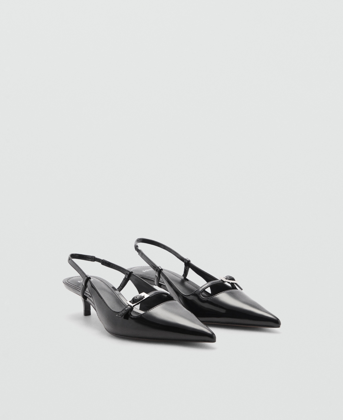 Mango Women’s Buckle Detail Slingback Heeled Shoes – Black