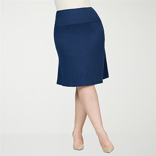 24seven Comfort Apparel Womens Plus A-Line Skirt, 1x, Blue 24seven Comfort Apparel Womens Plus A-Line Skirt, 1x, Blue