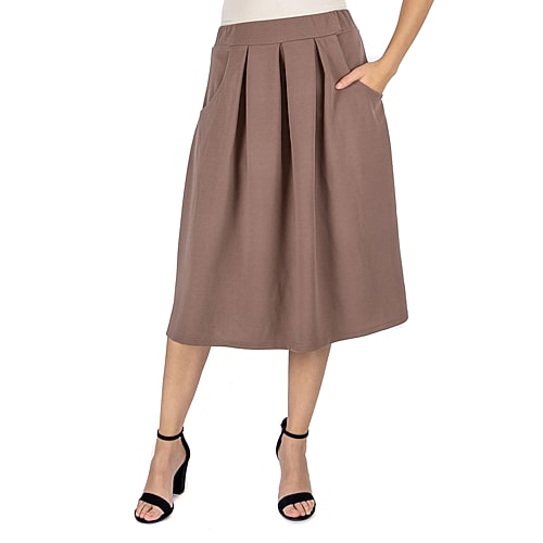 24seven Comfort Apparel Womens Mid Rise A-Line Skirt, Large, Brown 24seven Comfort Apparel Womens Mid Rise A-Line Skirt, Large, Brown