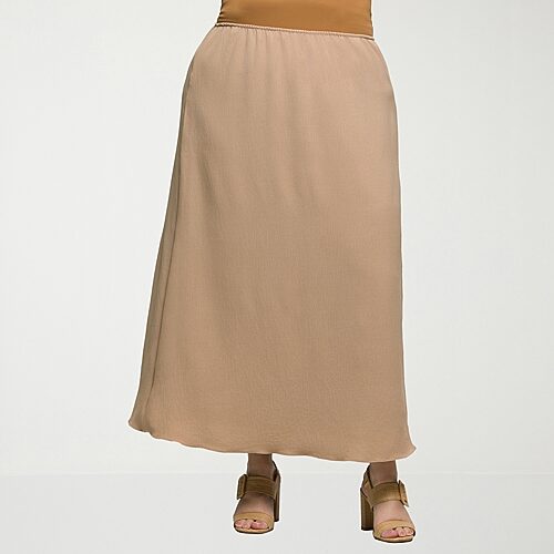 24seven Comfort Apparel Womens Plus Mid Rise Long A-Line Skirt, 2x, Beige 24seven Comfort Apparel Womens Plus Mid Rise Long A-Line Skirt, 2x, Beige