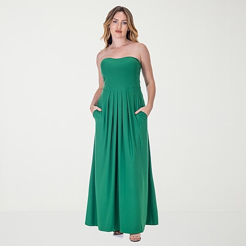 24seven Comfort Apparel Womens Straight Neck Sleeveless A-Line Dress, Medium, Green