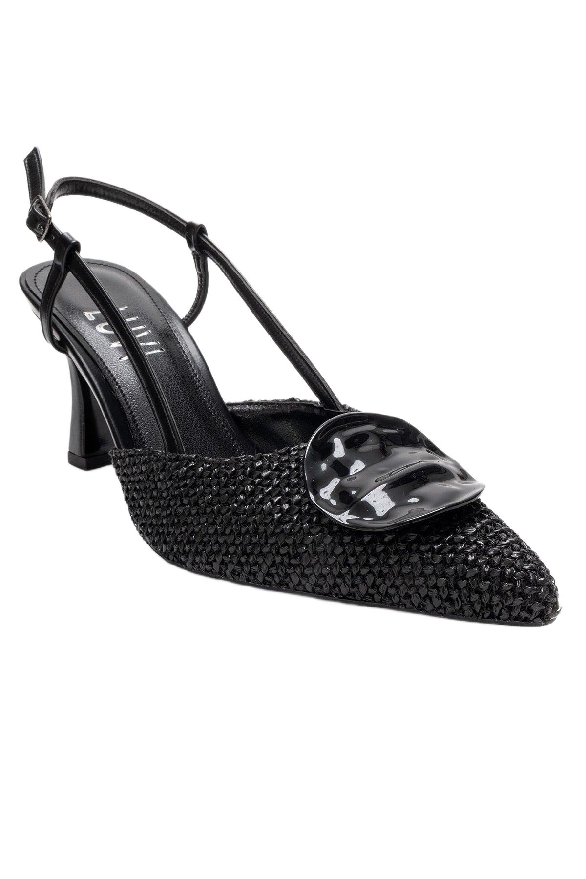 Prologue Shoes Women Levia Woven Pointed Toe Slingback Pump – Black