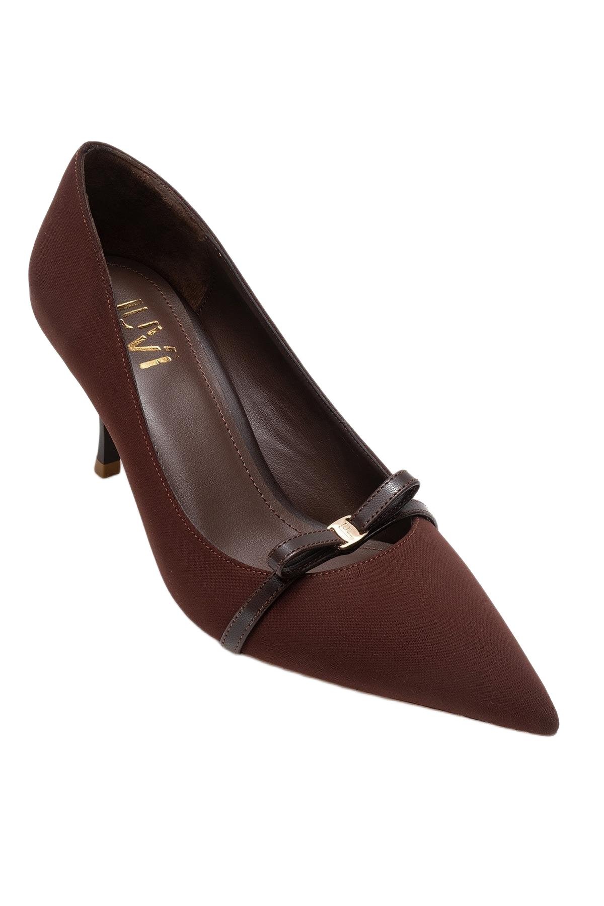 Prologue Shoes Women’s Annie Bow Pointed Toe Pump – Brown