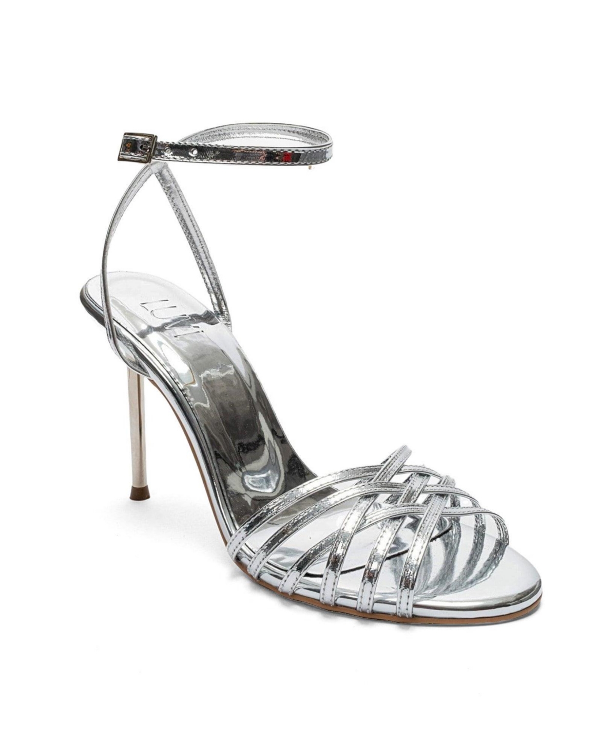 Prologue Shoes Women’s Lorion Stiletto Ankle Strap Pump – Silver