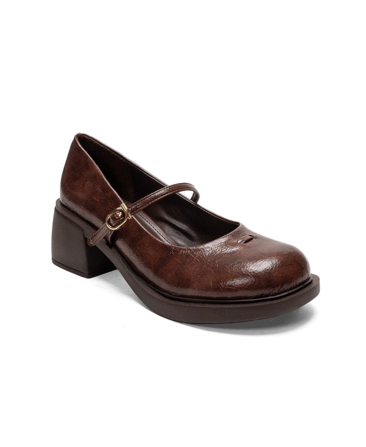 Prologue Shoes Women’s Luanda Block Heel Mary Jane Shoes – Brown