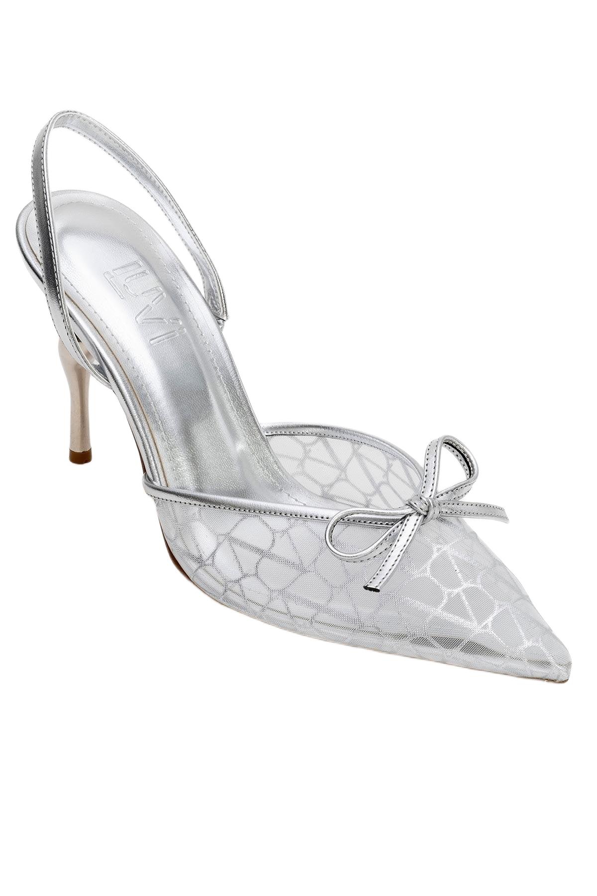 Prologue Shoes Women’s Peony Mesh Bow Pointed Toe Pump – Silver mesh Prologue Shoes Women’s Peony Mesh Bow Pointed Toe Pump – Silver mesh