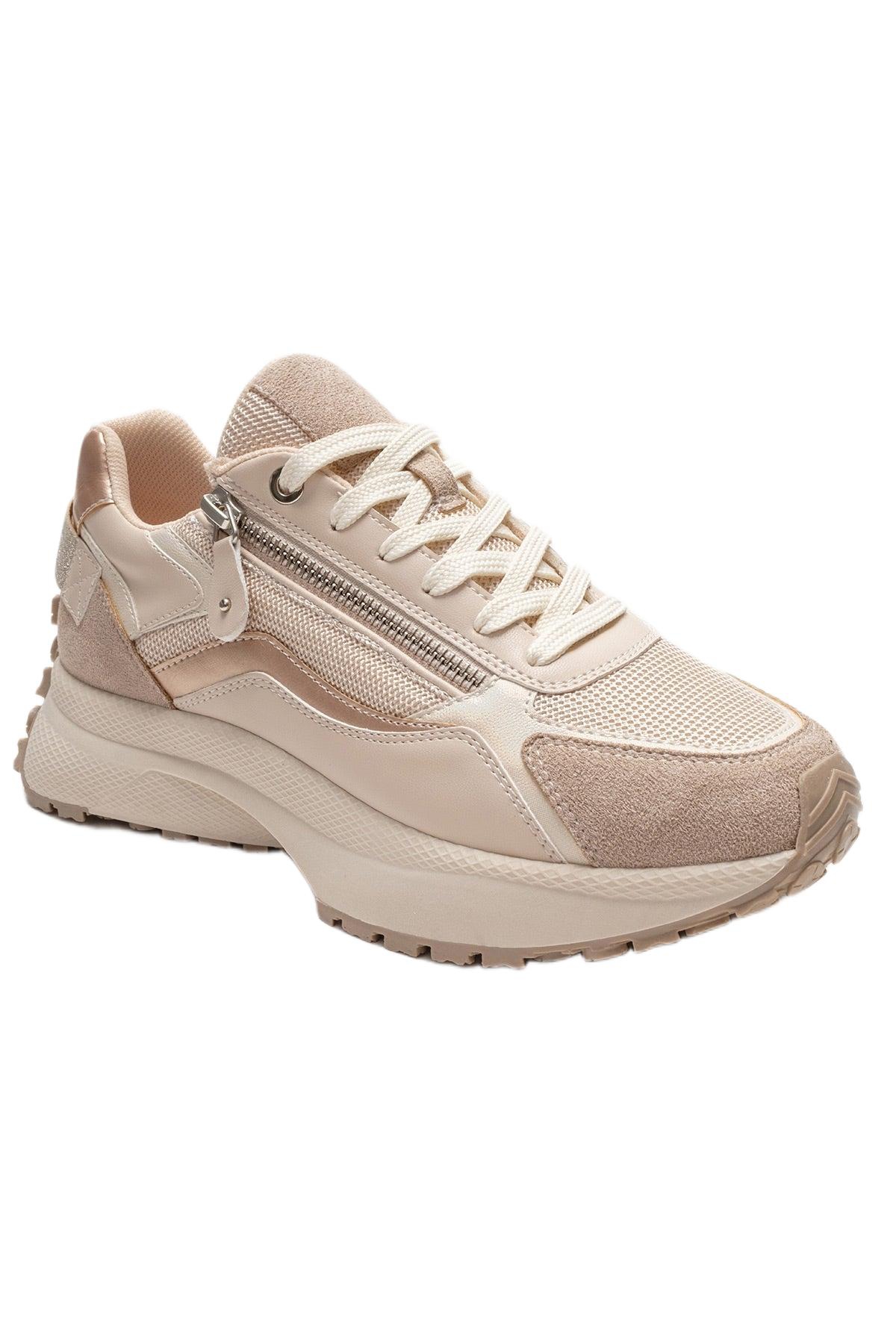 Prologue Shoes Women’s Rocca Zip Sneaker – Beige rose