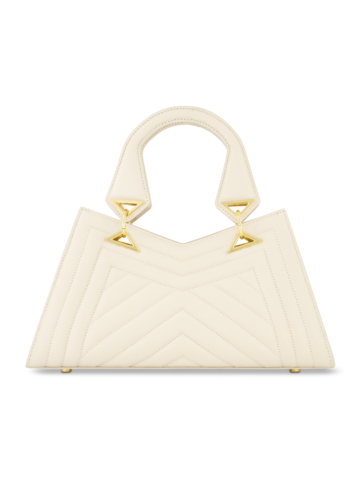 Quilted Napa Leather Angular Handbag – Ecru