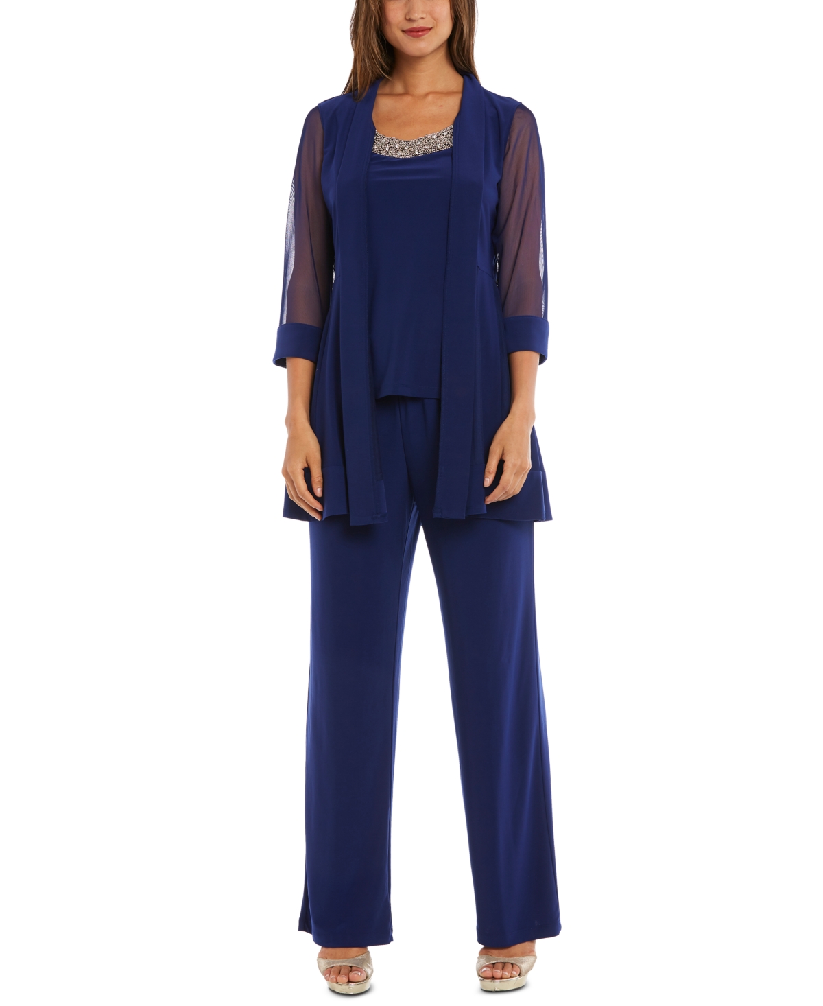 R & M Richards Embellished Layered-Look Pantsuit – Royal Blue R & M Richards Embellished Layered-Look Pantsuit – Royal Blue