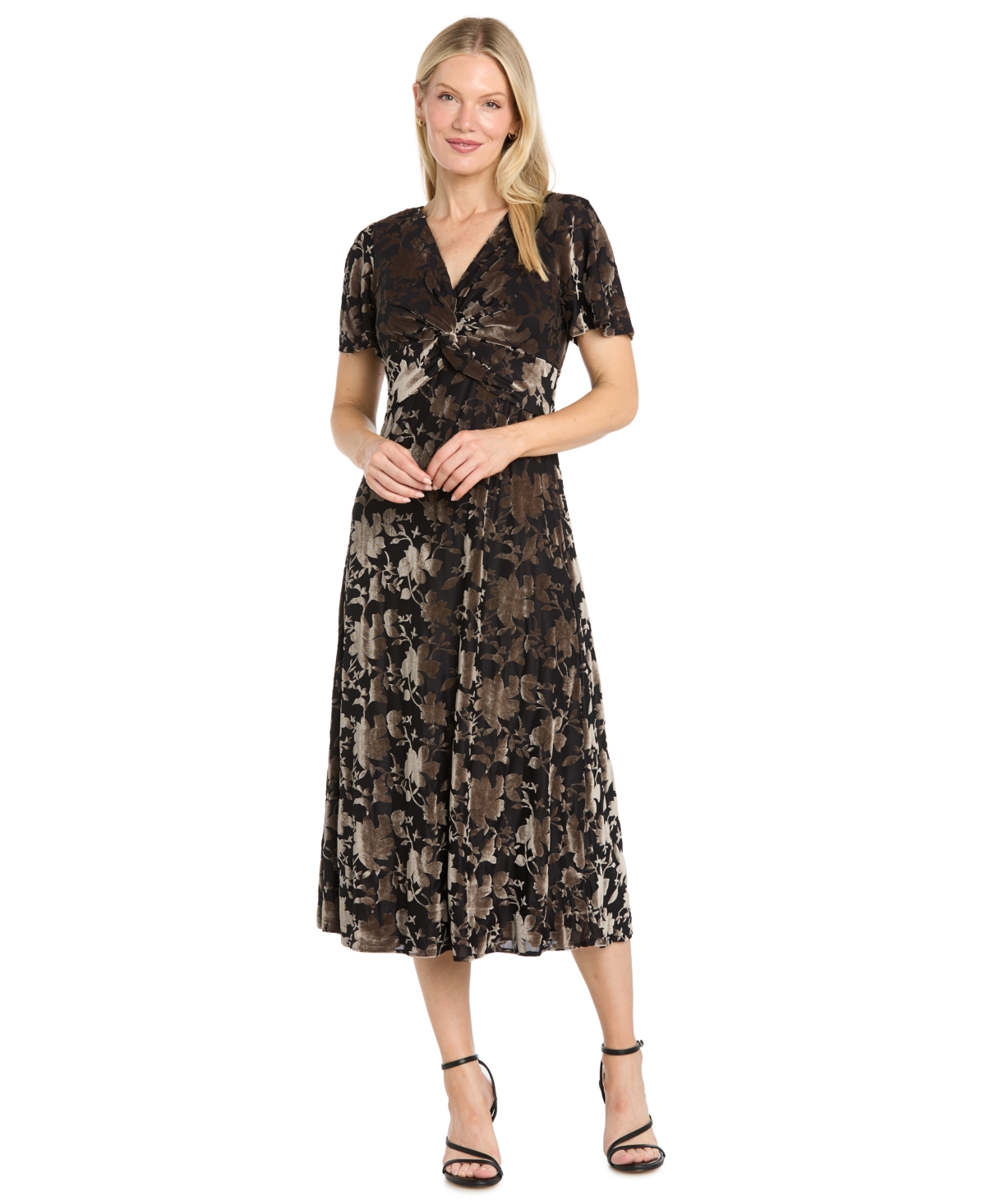 R & M Richards Women’s Velvet Floral V-Neck Midi Dress – black/taupe R & M Richards Women’s Velvet Floral V-Neck Midi Dress – black/taupe
