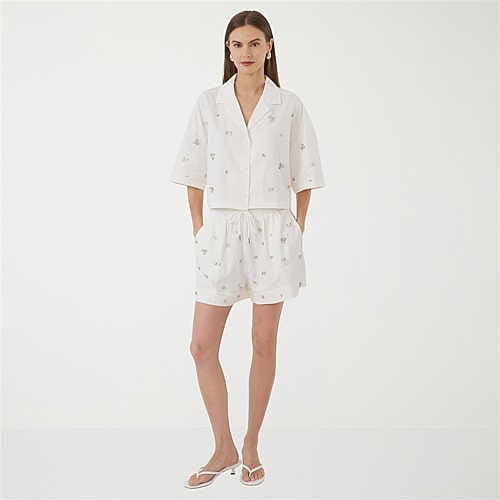 RM Rebecca Minkoff Womens Mid Rise Midi Short, Large, White RM Rebecca Minkoff Womens Mid Rise Midi Short, Large, White