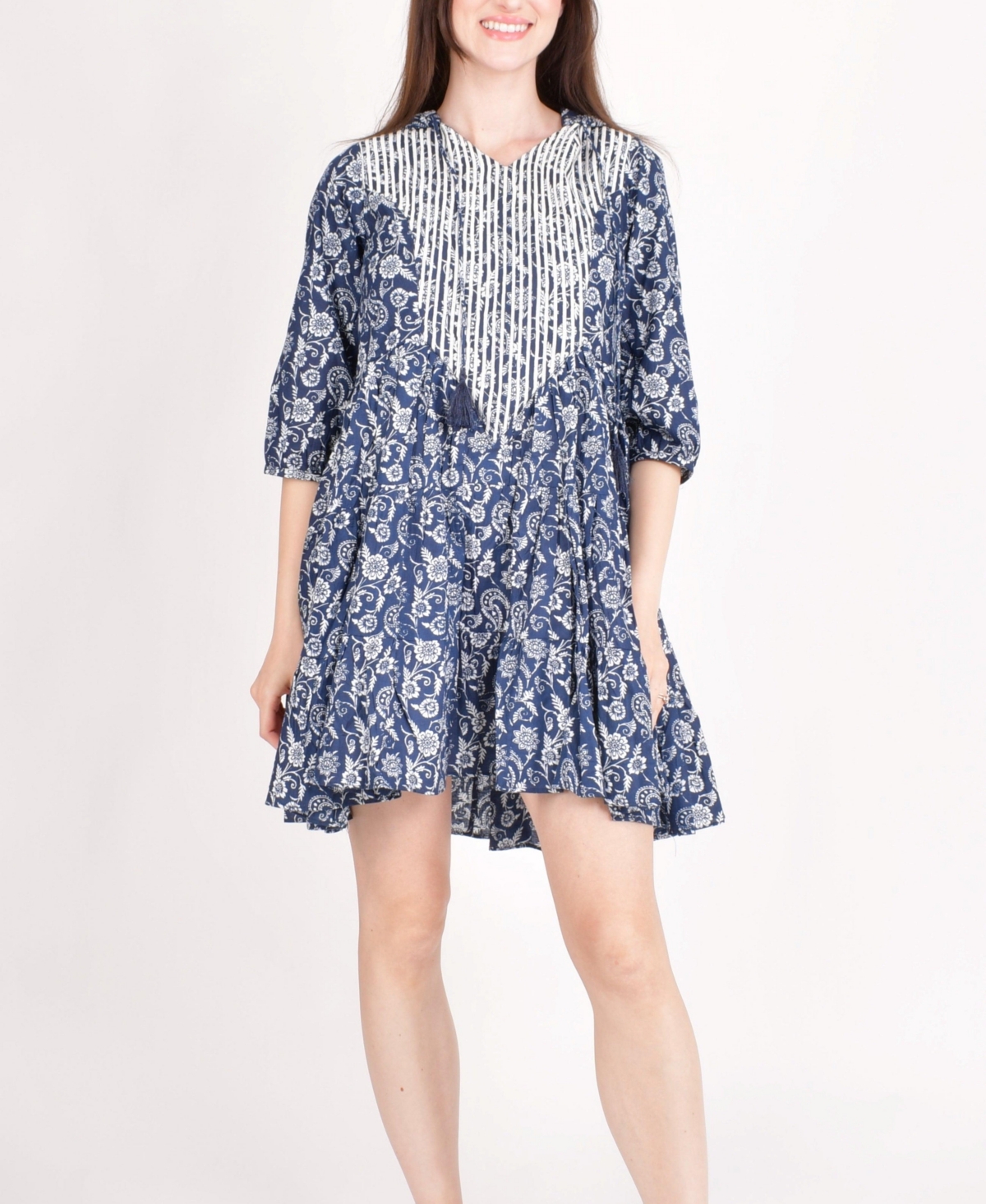 Raas Women’s Embroidered Hoodie Mini Dress – Blue Raas Women’s Embroidered Hoodie Mini Dress – Blue
