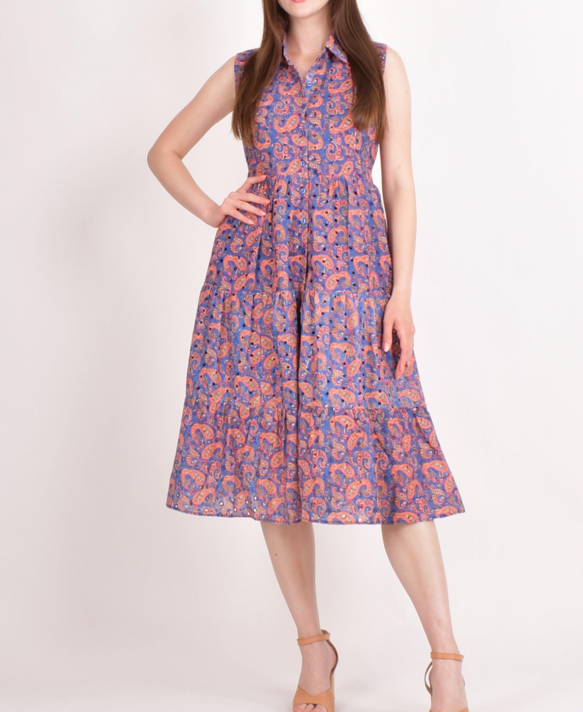 Raas Women’s Embroidered Tiered Midi Dress – Purple Raas Women’s Embroidered Tiered Midi Dress – Purple