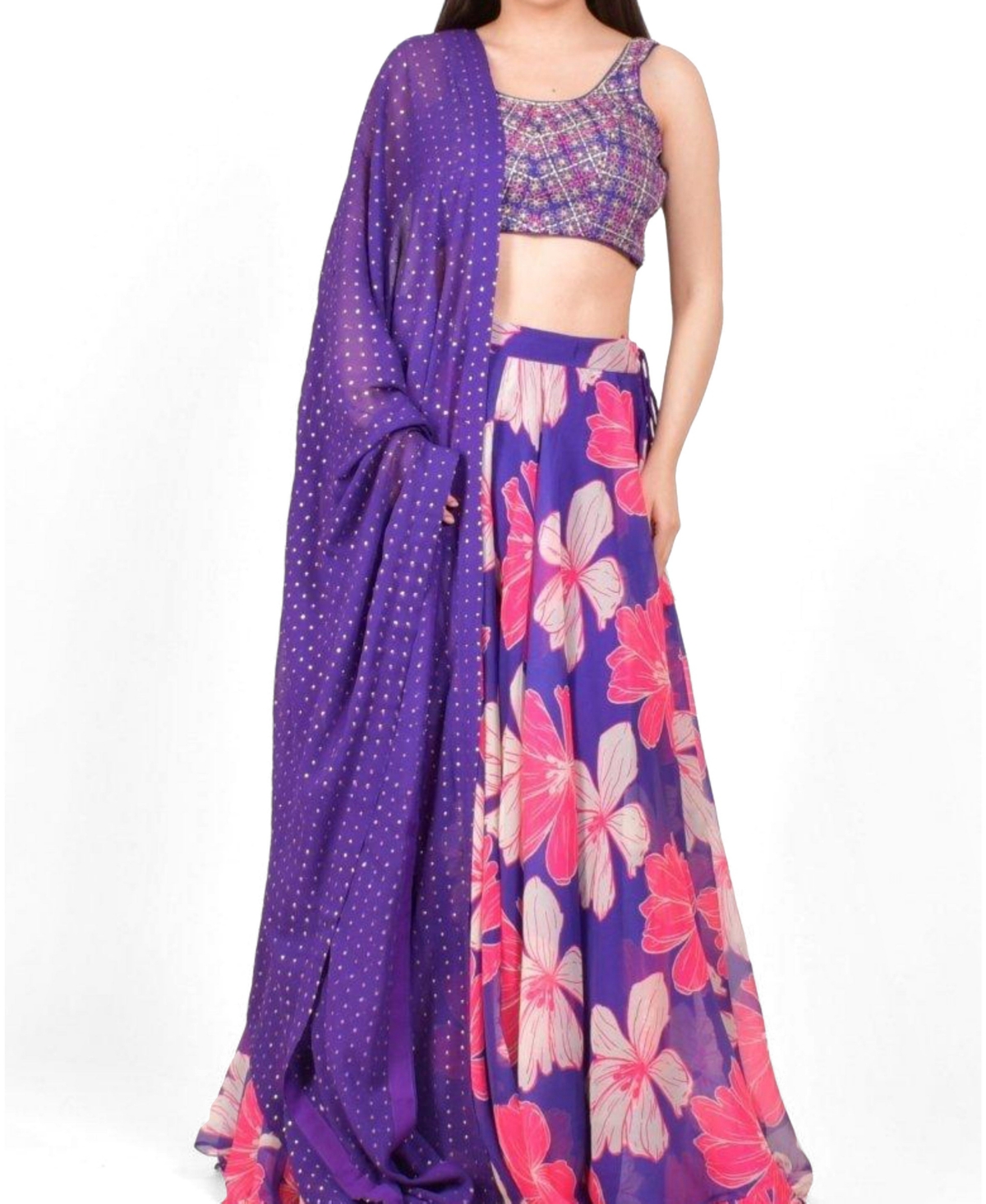 Raas Women’s Floral Embroidered Lehenga Choli – Purple Raas Women’s Floral Embroidered Lehenga Choli – Purple