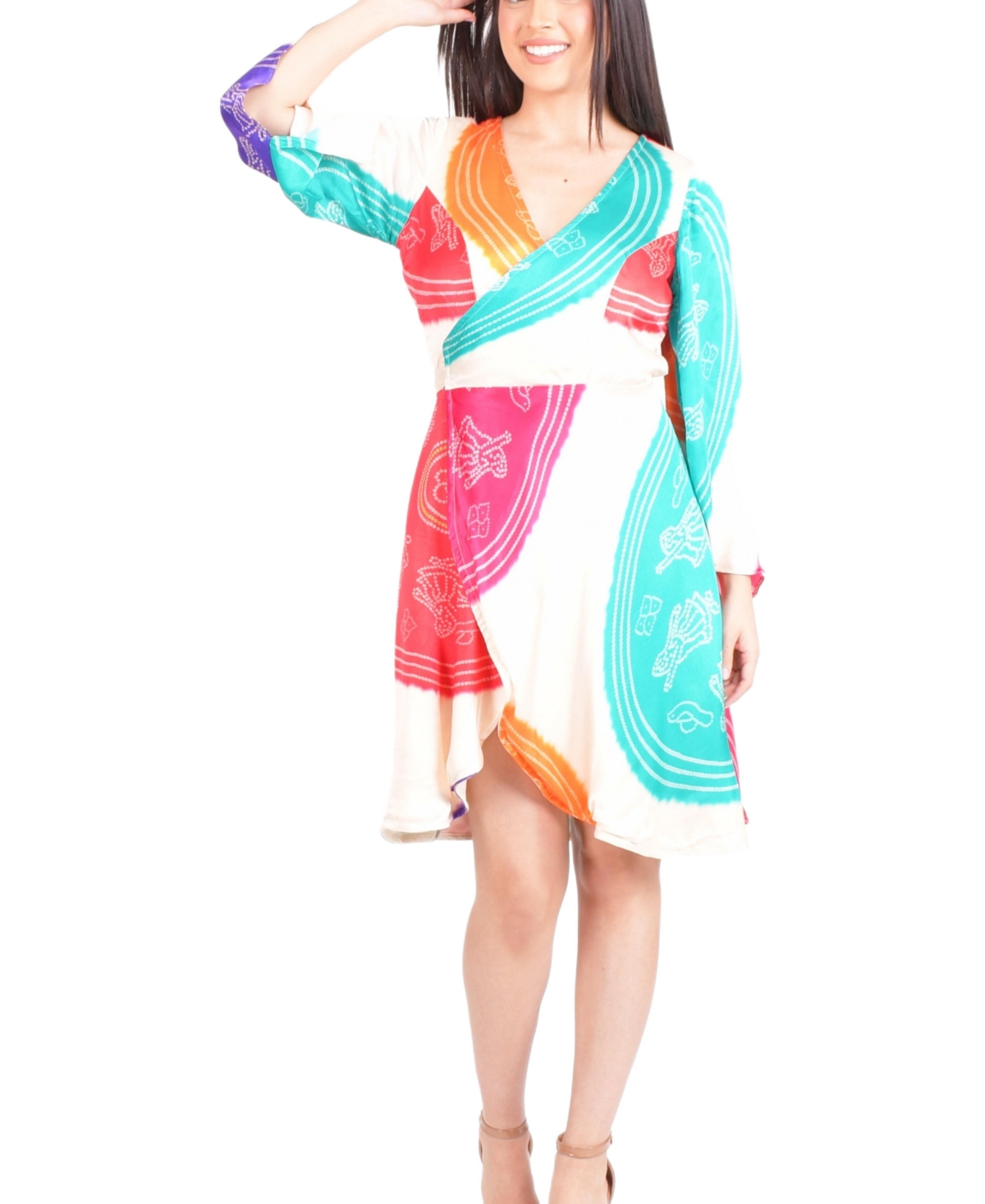 Raas Women’s Isla Bandhani Wrap Dress – White
