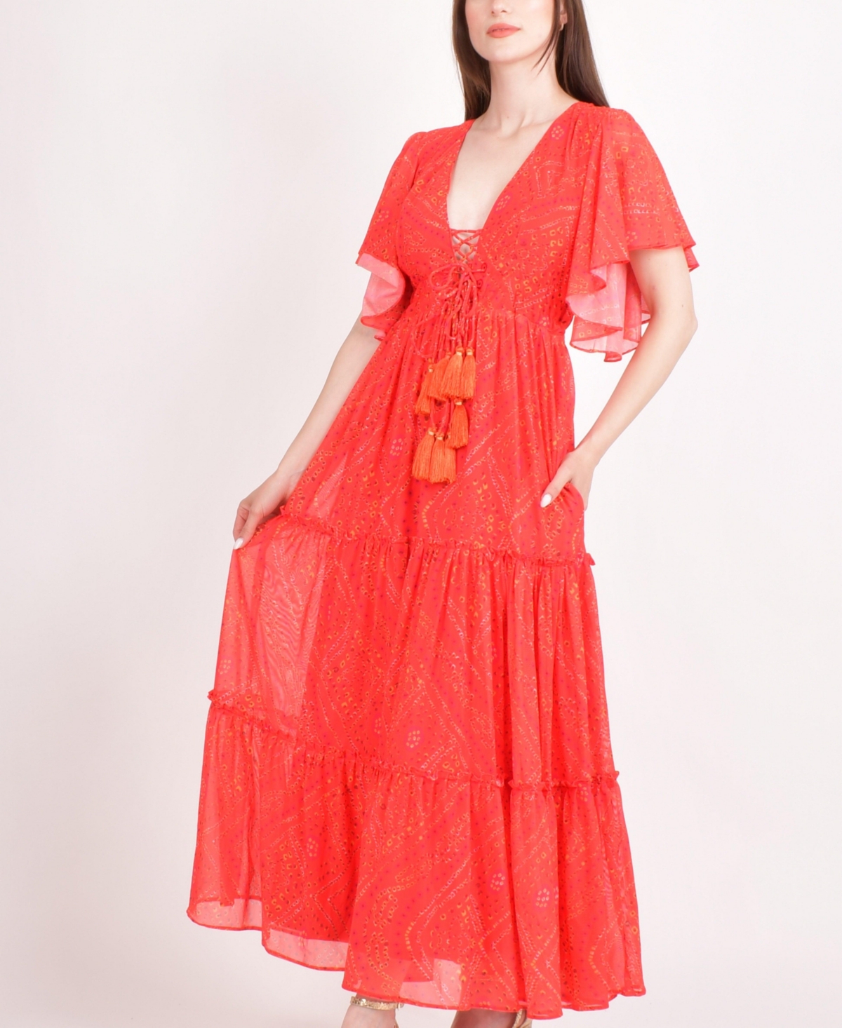 Raas Women’s Red Tiered Maxi Dress – Red Raas Women’s Red Tiered Maxi Dress – Red