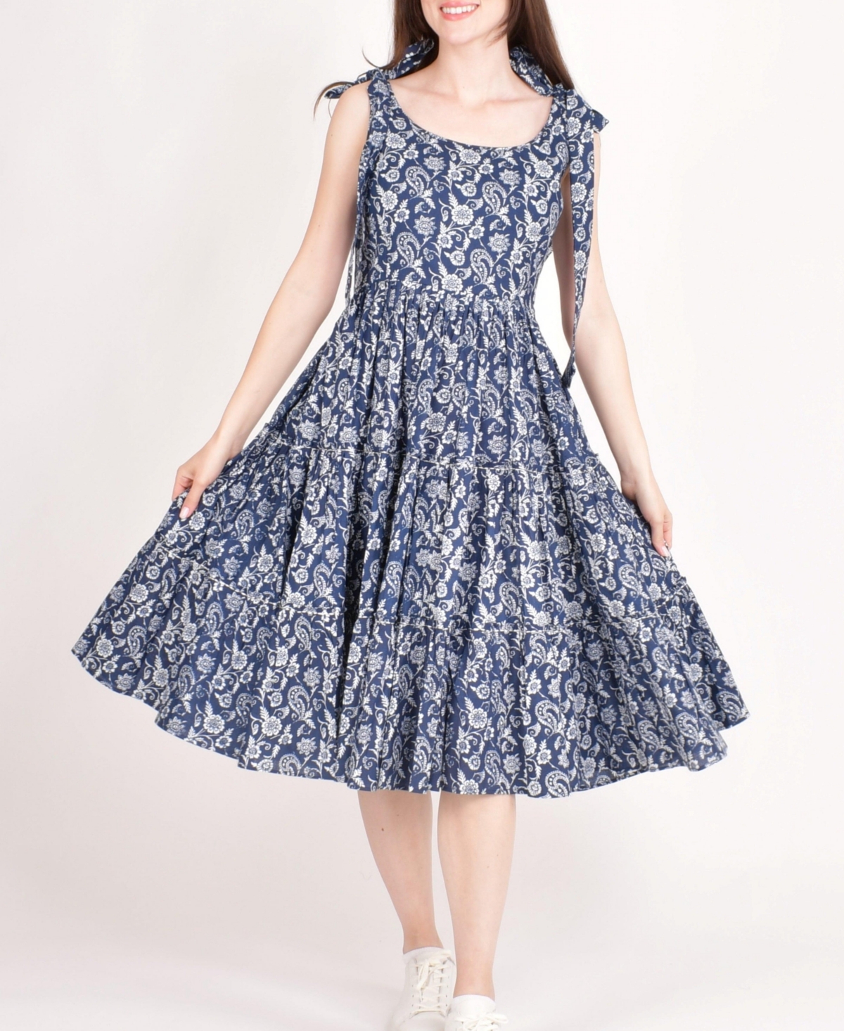 Raas Women’s Tiered Midi Dress – Blue