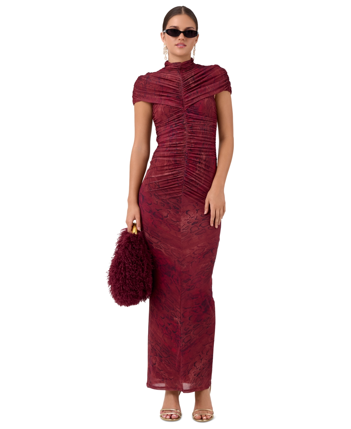 Rachel Rachel Roy Women’s Delphine Mesh Body-Con Midi Dress – Dark Red Rachel Rachel Roy Women’s Delphine Mesh Body-Con Midi Dress – Dark Red