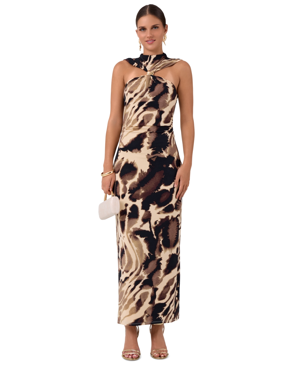 Rachel Rachel Roy Women’s Pricilla Midi Halter Abstract-Print Shoulder-Cutout Dress – Cream Black Print Rachel Rachel Roy Women’s Pricilla Midi Halter Abstract-Print Shoulder-Cutout Dress – Cream Black Print