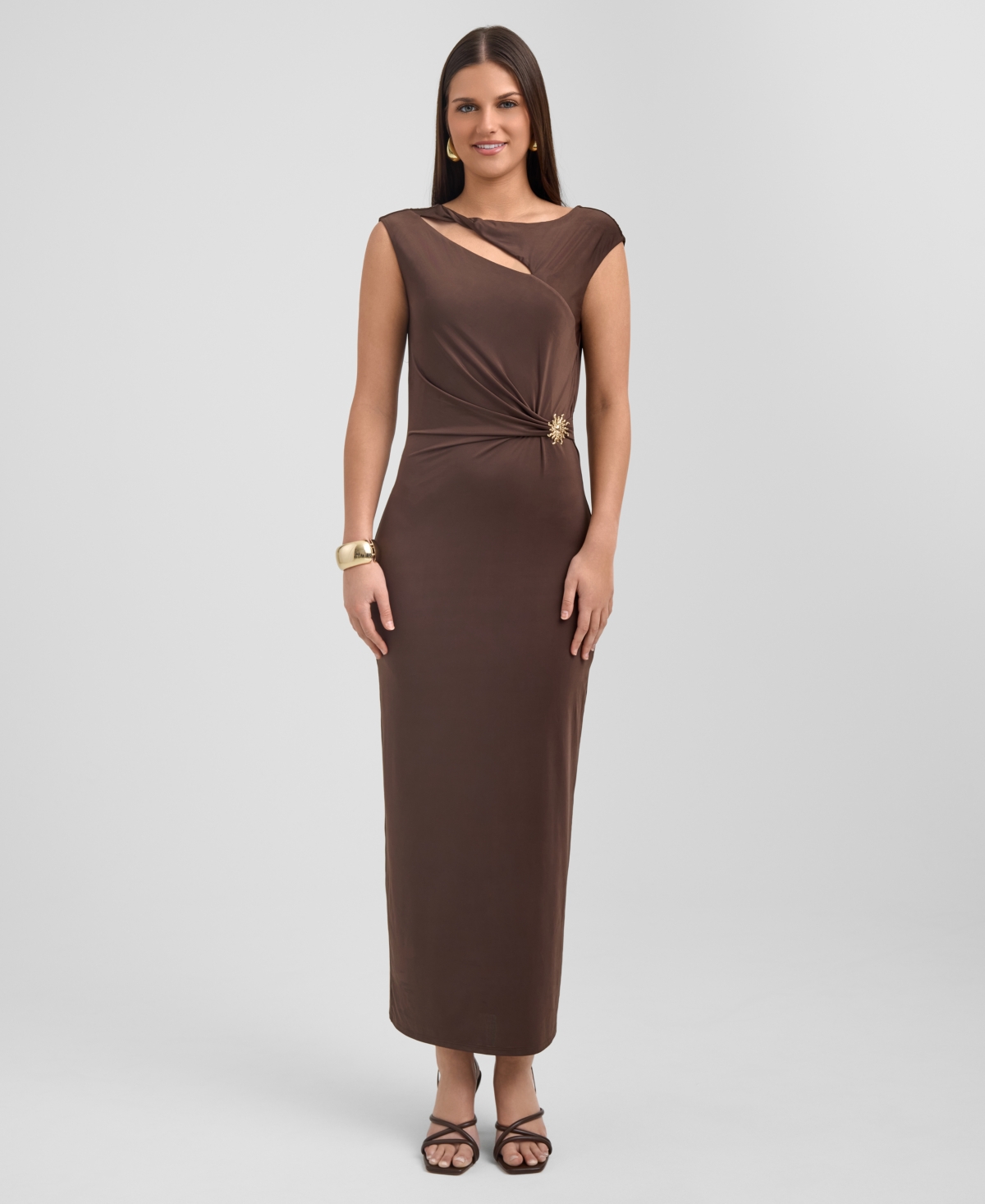 Rachel Rachel Roy Women’s Scoop Neck Midi Dress – Coffee Bean Rachel Rachel Roy Women’s Scoop Neck Midi Dress – Coffee Bean