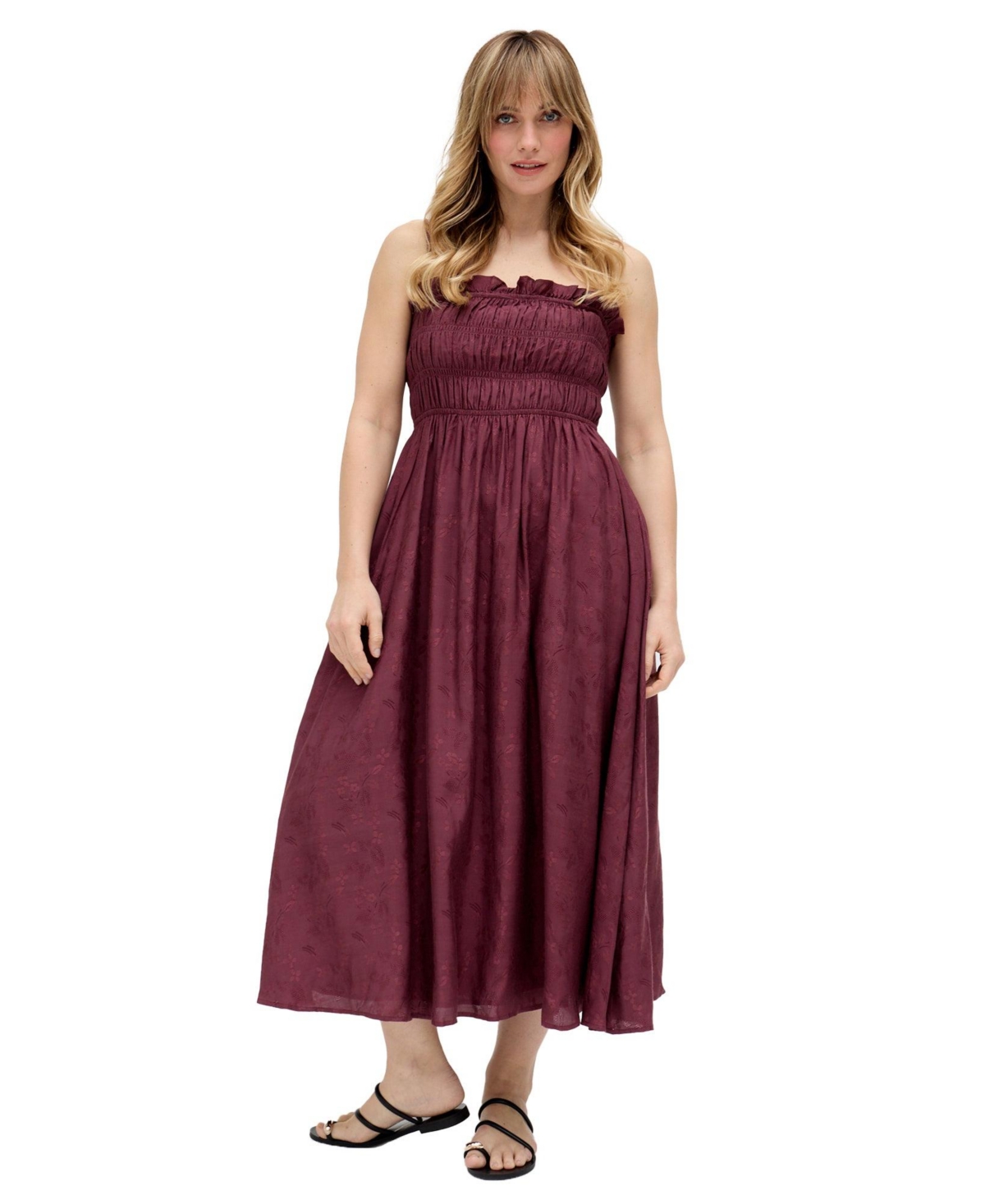 Raffya Women’s Marie All Over Jacquard Mini Dress – Burgundy Raffya Women’s Marie All Over Jacquard Mini Dress – Burgundy