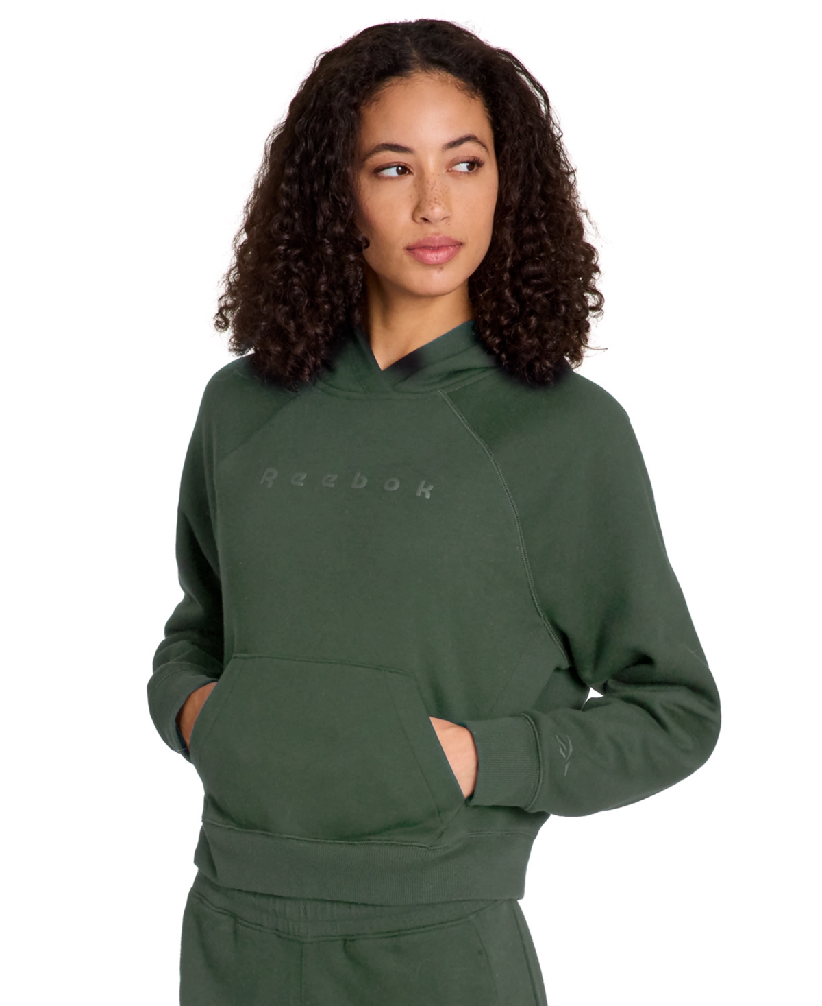 Reebok Women’s Kangaroo Pocket Hoodie – Grit Green Reebok Women’s Kangaroo Pocket Hoodie – Grit Green