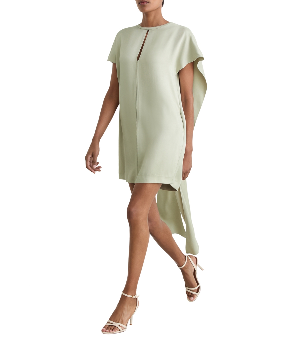 Reiss Women’s Alice Satin Cape-Detail Mini Dress – Silver