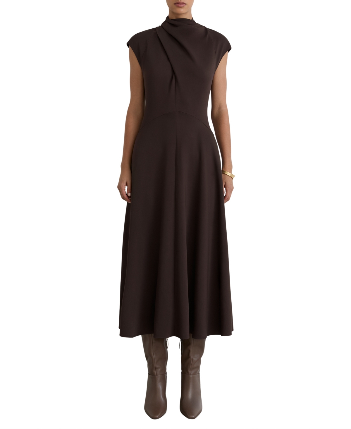 Reiss Women’s Alma High-Neck Pleat-Detail Midi Dress – Grape Burg Reiss Women’s Alma High-Neck Pleat-Detail Midi Dress – Grape Burg